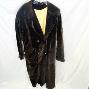 Spiegel Vintage Women's Brown Velvet Trench Coat Gold Lining  Size 10 Long